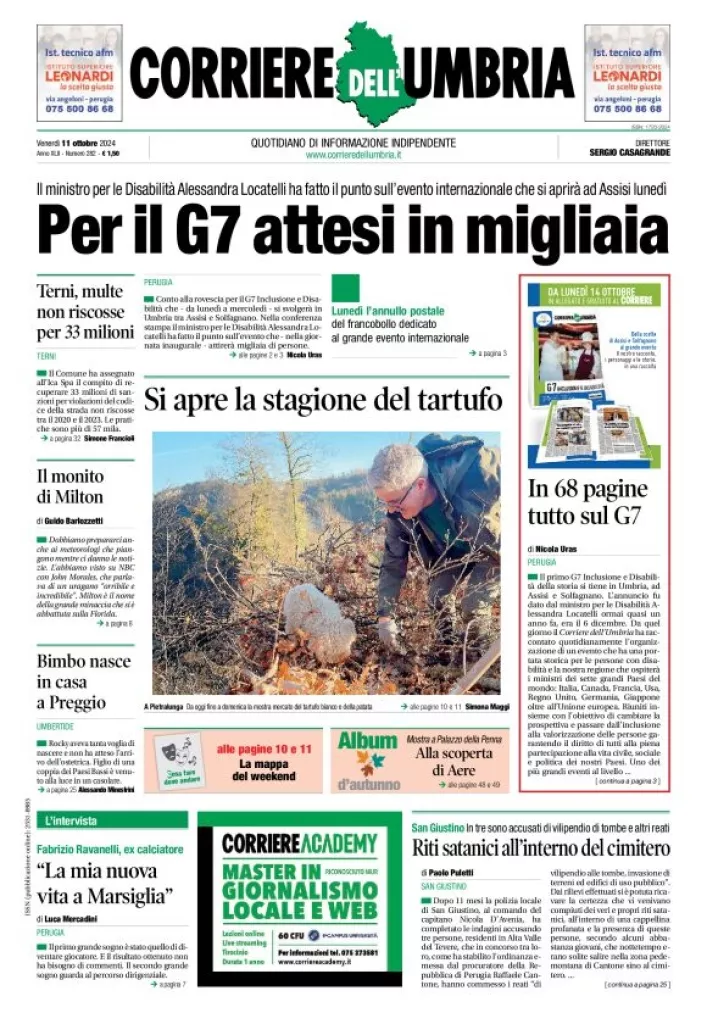 Prima-pagina-corriere umbria-del-2024-10-11